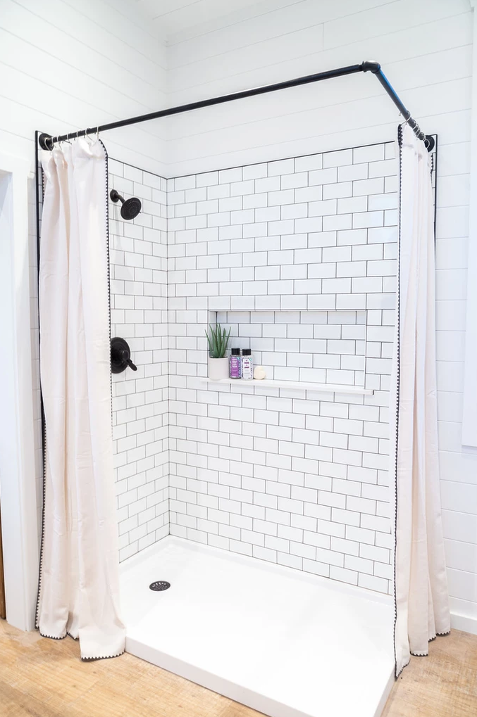 This large walk-in shower is a great bit of inspiration for your tiny house shower ideas.