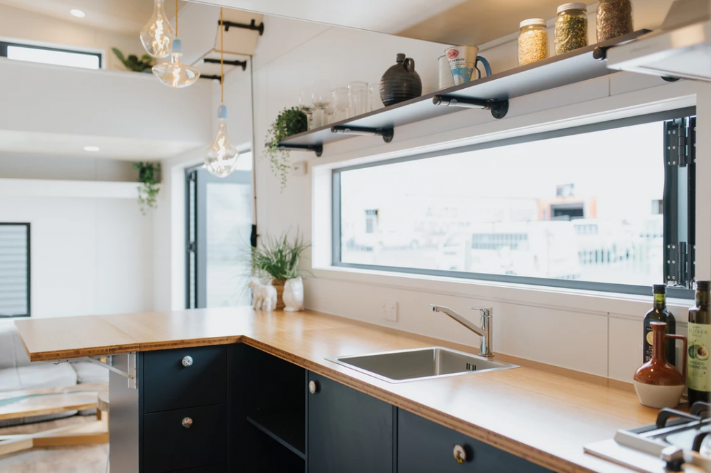 The tiny house kitchen sink in the Cyril by Build Tiny