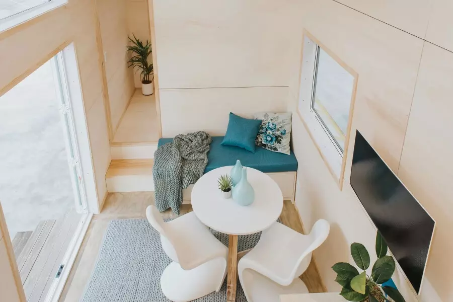 Total Grace tiny house living area with seating